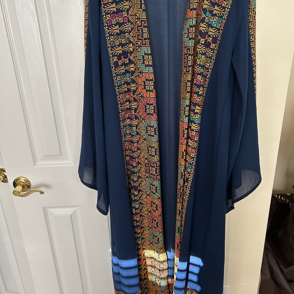 Chic Navy Embroidered Women's Cape